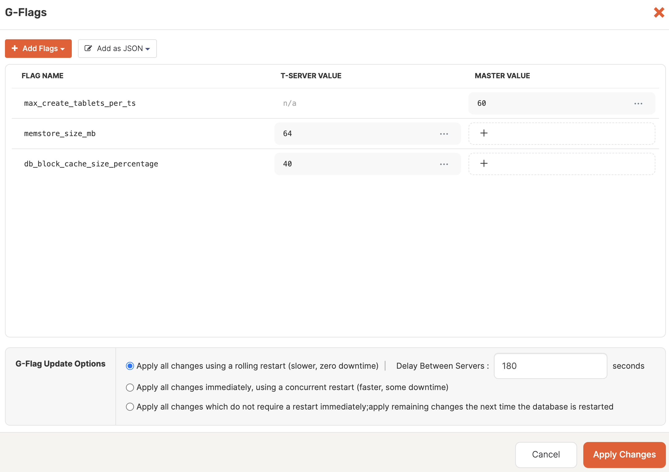 Modify configuration flags